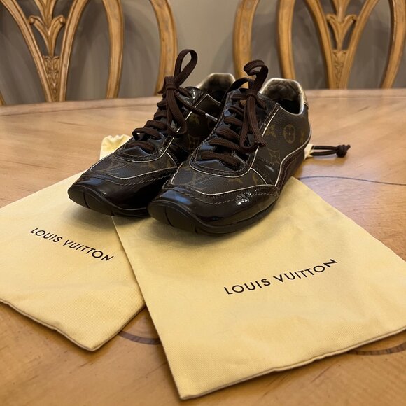 ✨ LOUIS VUITTON Monogram Patent Sneakers 👟🤎 EU 38.5 | Women’s 8 | 2006 RARE - Picture 2 of 8